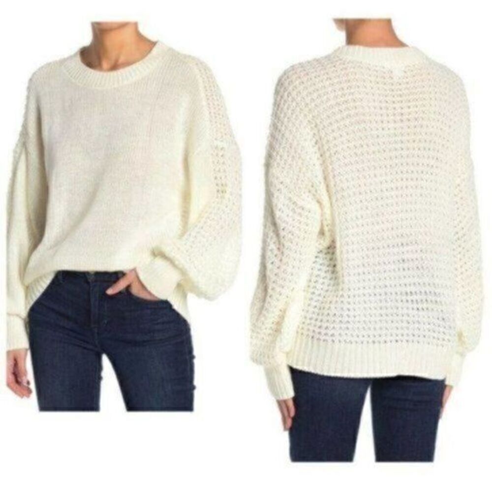 Abound Blue Crew Neck Blouson Sleeve Sweater Large